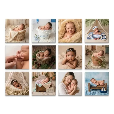 KEEPSAKE Collection - 12 Personalized SQUARE Photo Magnets