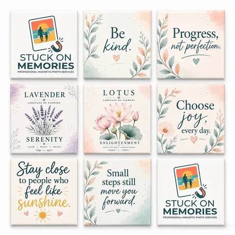 CLASSIC Collection - 9 Personalized SQUARE Photo Magnets