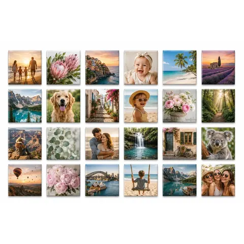 ULTIMATE Collection - 24 Personalized SQUARE Photo Magnets
