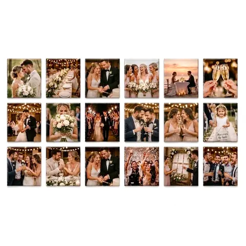 GRAND Collection - 18 Personalized SQUARE Photo Magnets
