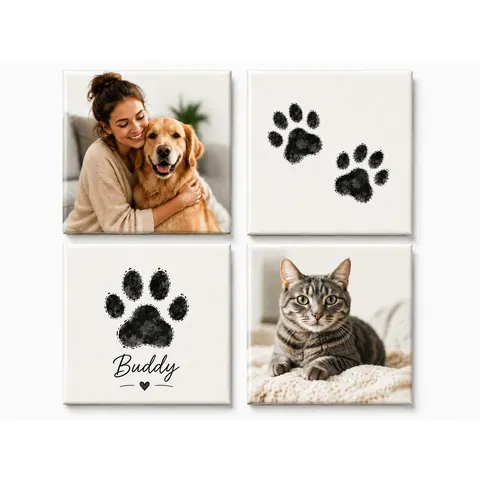 SIGNATURE Collection - 4 Personalized SQUARE Photo Magnets